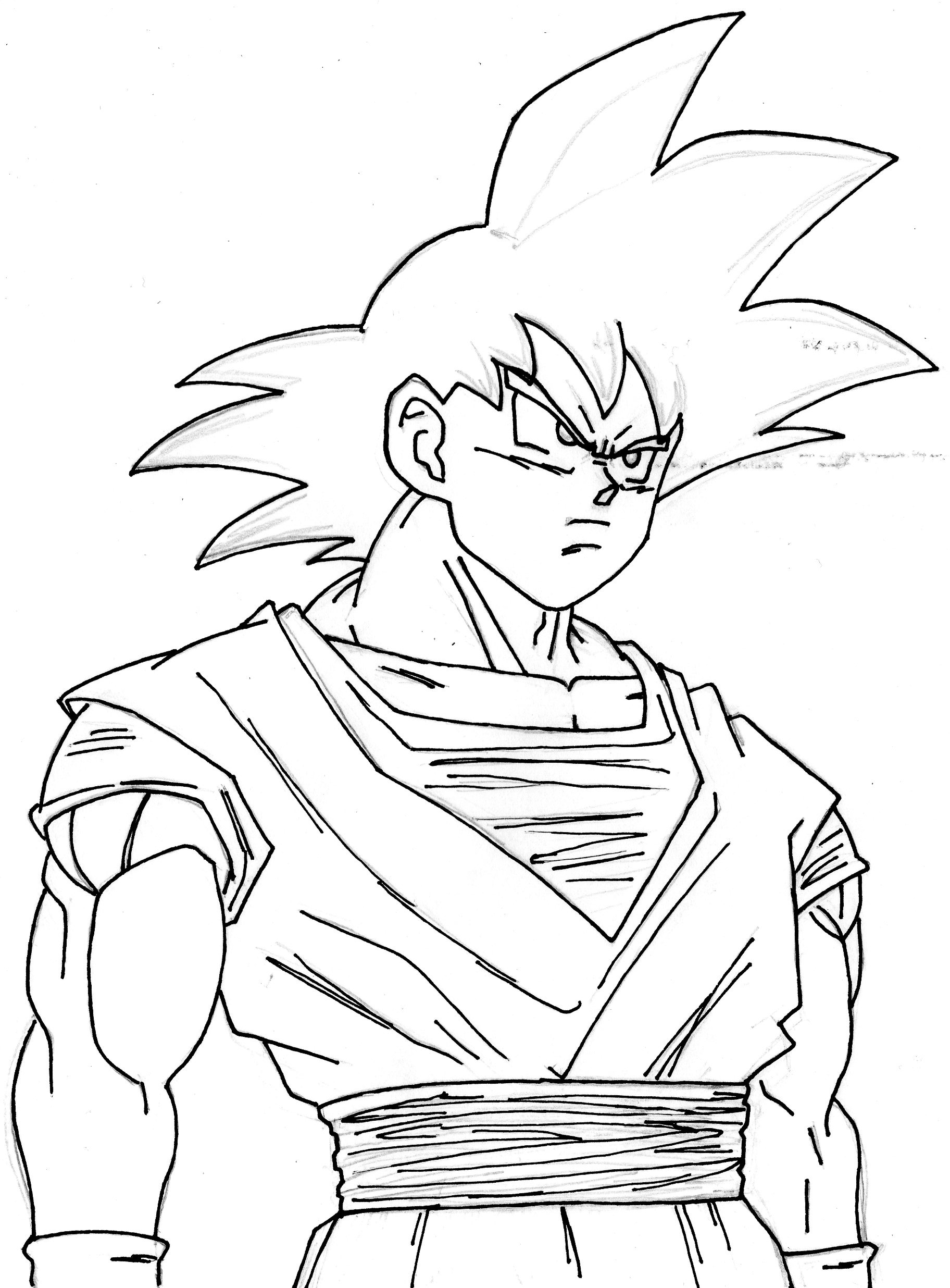 Goku Without Favourites Sketch Coloring Page.