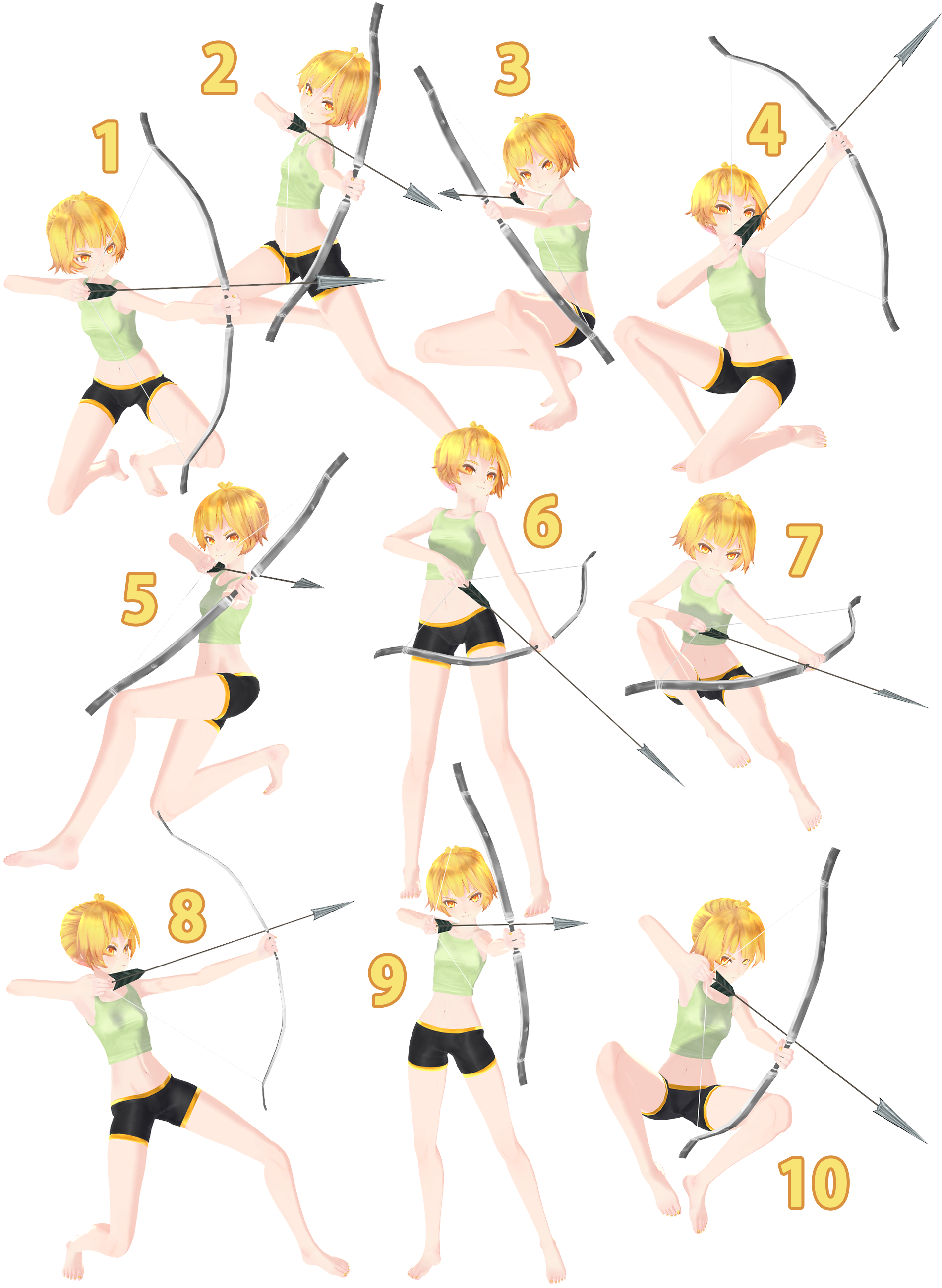 Mmd Archery Pose Pack Dl By Snorlaxin On Deviantart