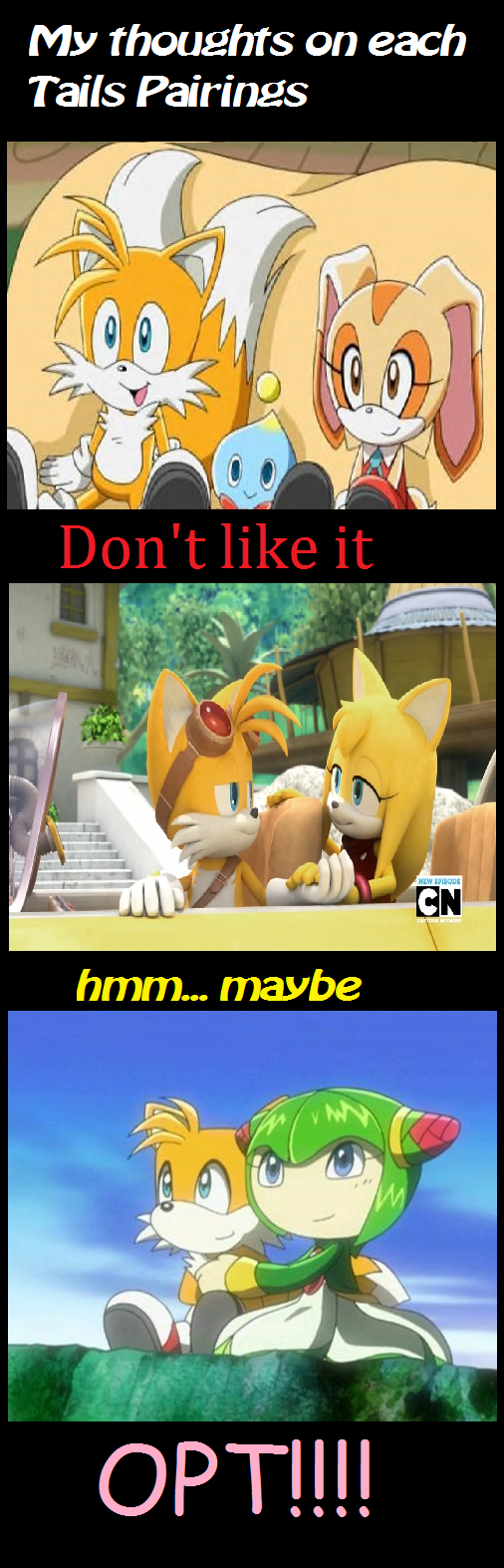 my thoughts on each tails pairing