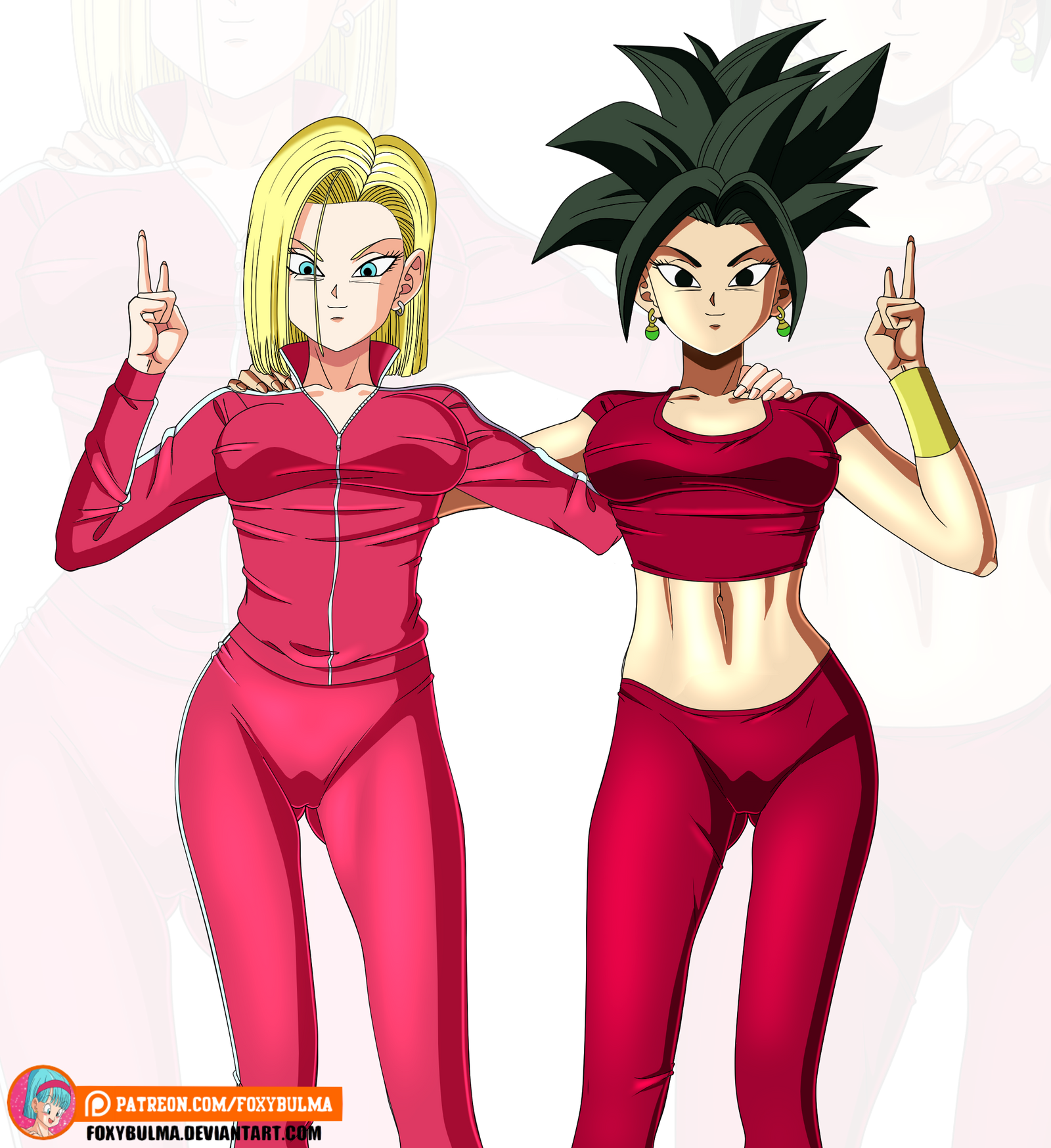 Android 18 And Kefla Posing For The Cameras By FoxyBulma On DeviantArt
