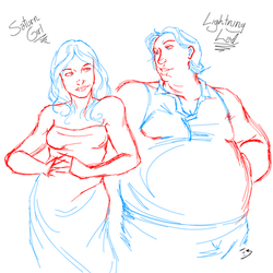 Saturn Girl and Chubby Lightning Lad by Empty-Brooke