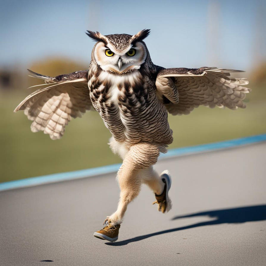 An athlete owl running a marathon by JCaldas85 on DeviantArt
