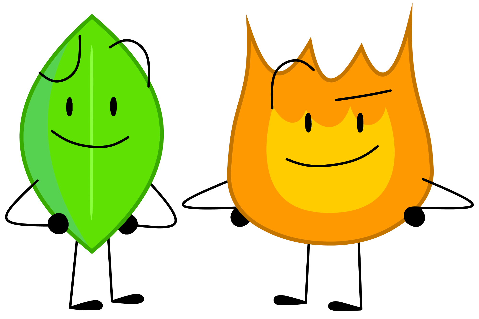 Leafy and Firey from Battle for Dream Island by skinnybeans17 on DeviantArt