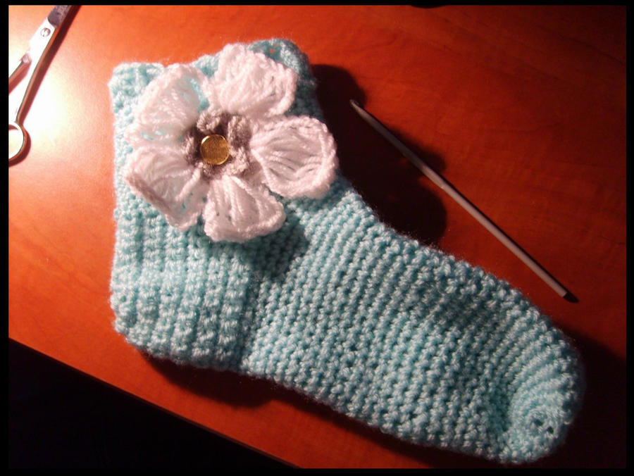 crochet flower sock