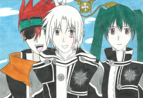 Lavi, Allen and Lenalee and Timcampy Portrait