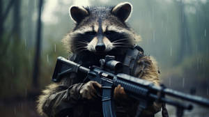 Animals at war - raccoon soldier