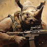 Animals at war - rhino soldier
