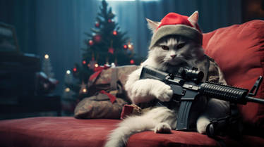 Animals at christmas - cat soldier