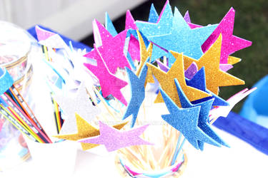 Shining Colorful Stars with sticks