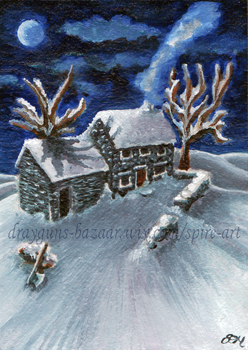 Snow Cottage ACEO