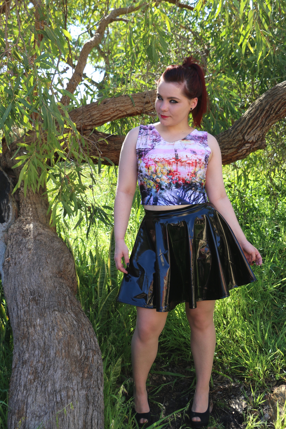 Black PVC Skater Skirt