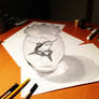 Shark in a fishbowl - Anamorphic Art