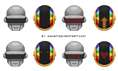 Daft Punk Helmets Pixel Art