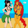 Starfire and Zatanna in Hawaii by Callmepo(color)