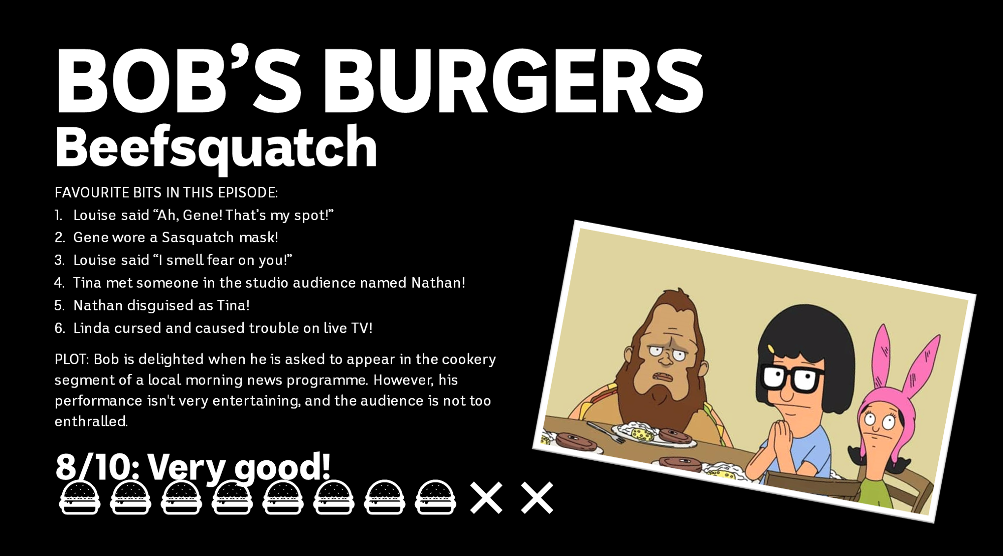 Beef Squatch REVIEW: Bob's Burgers S2, EP9 - Beefsquatch by LJest2004 on DeviantArt