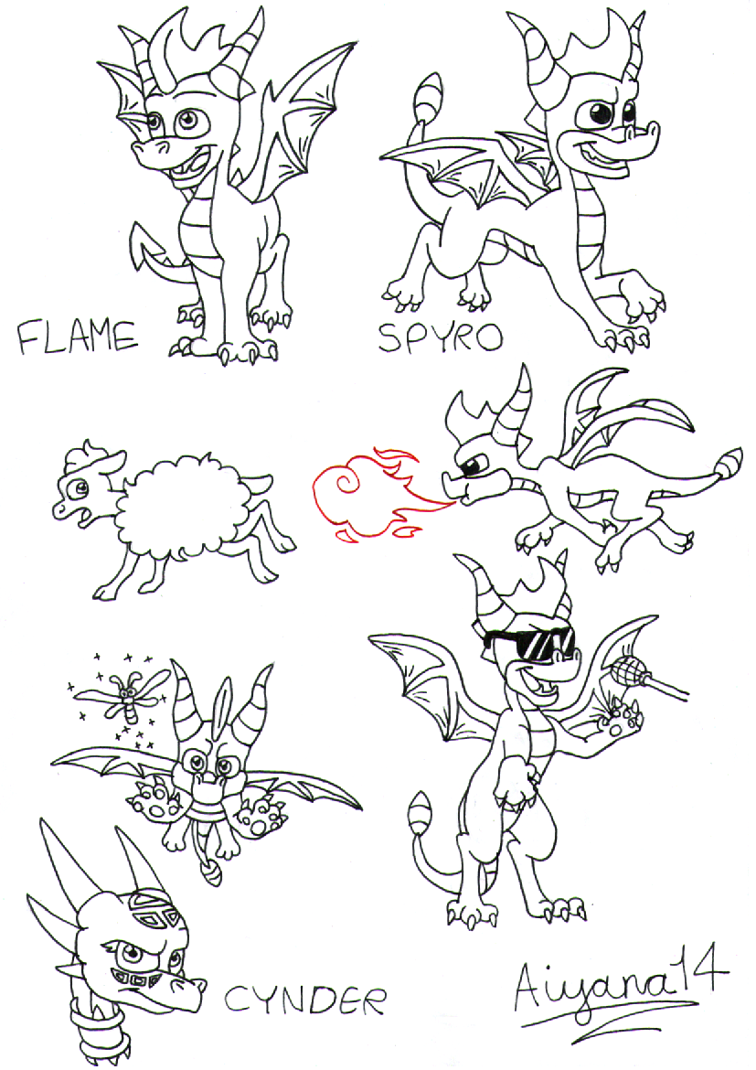 Spyro sketches lineart