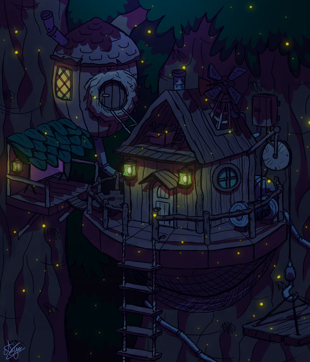 Treehouse Concept: Night by Aiyanimation on DeviantArt