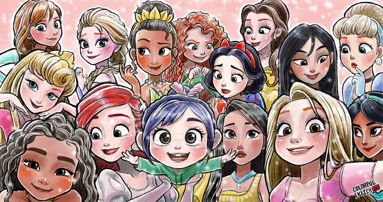All Disney Princesses by colorfulSketchJennie on DeviantArt