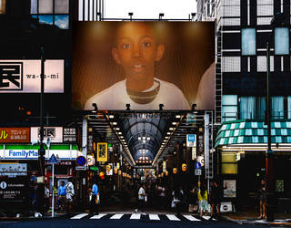 Young me on a sign at a shopping arcade!