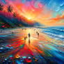 Vibrant Abstract Sunset Beach