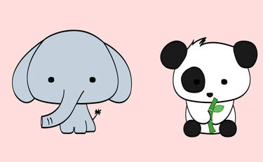 Commission cute elephant and panda