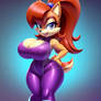 Sally Acorn wearing a two-piece purple gym-suit v3