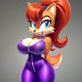 Sally Acorn wearing two-piece purple gym-suit v4