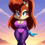 Sally Acorn wearing two-piece purple gym-suit v7