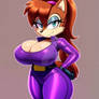 Sally Acorn wearing two-piece purple gym-suit v13