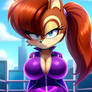 Sally Acorn wearing two-piece purple gym-suit v15