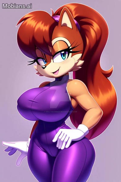 Sally Acorn wearing two-piece purple gym-suit v20