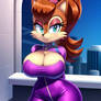 Sally Acorn wearing two-piece purple gym-suit v26