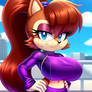 Sally Acorn wearing two-piece purple gym-suit v40