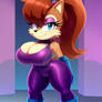 Sally Acorn wearing two-piece purple gym-suit v42