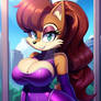 Sally Acorn wearing two-piece purple gym-suit v51