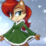 Sally Acorn wearing Christmas dress
