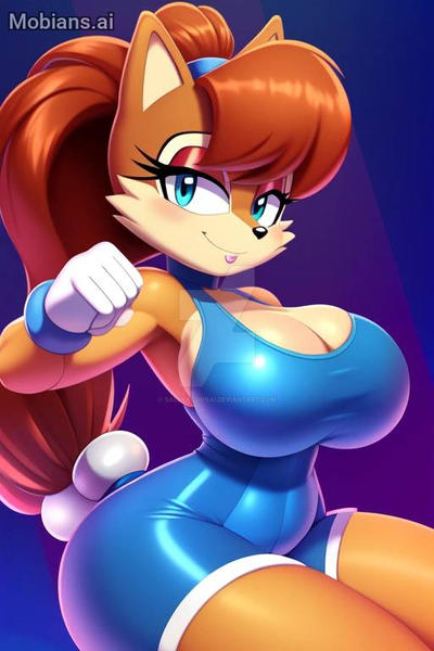 Sally Acorn wearing two-piece blue gym-suit v8
