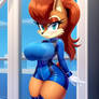 Sally Acorn wearing two-piece blue gym-suit v14