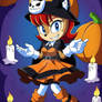 Sally Acorn wearing Pumpkin Costume