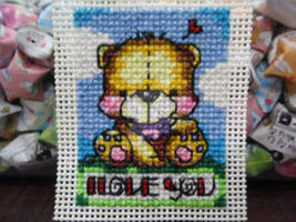 cross stitch bear i love you