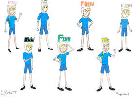 Finn the Human in 7 different cartoon styles