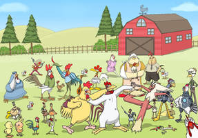 Crazy Cartoon Crossover: chickens