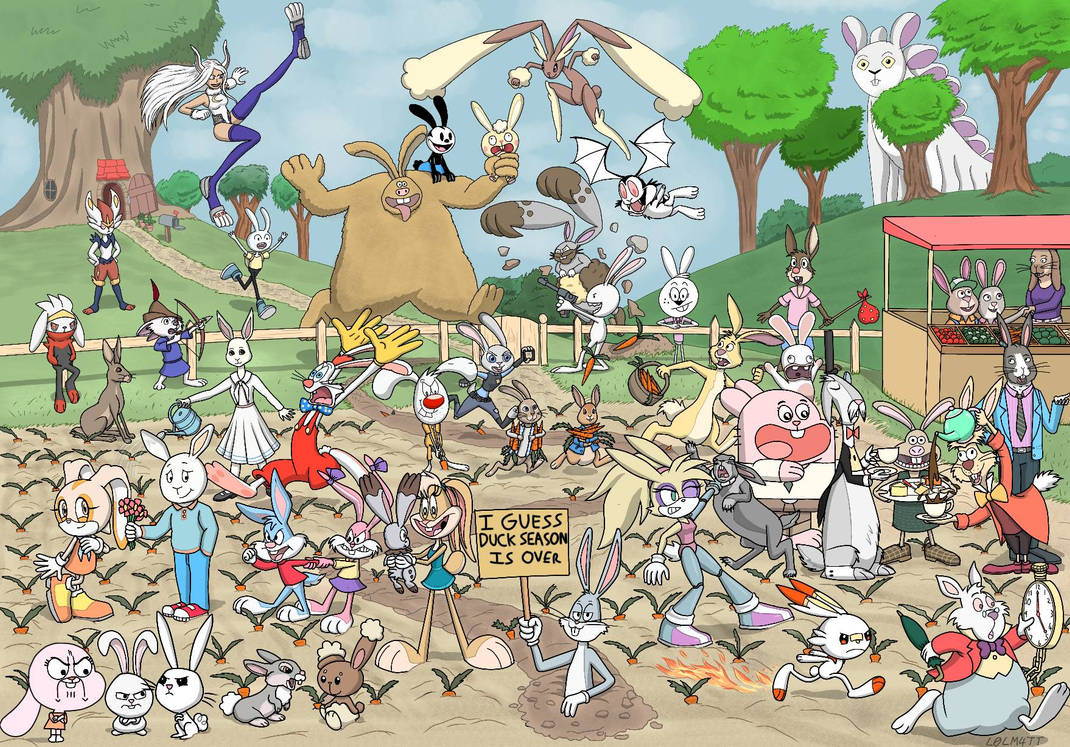 Crazy cartoon crossover: rabbits (digital remake) by Digitalredpanda on ...