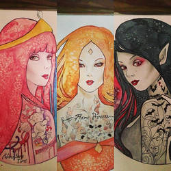 PrincessBubblegum, FlamePrincess and Marceline WIP