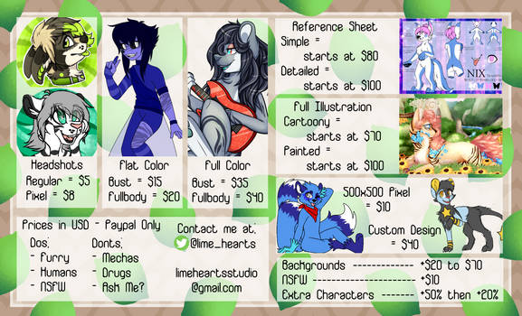 Commission Price Sheet