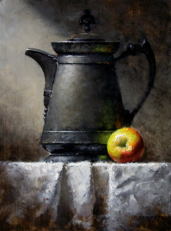 pitcher and apple