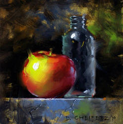 bottle and apple