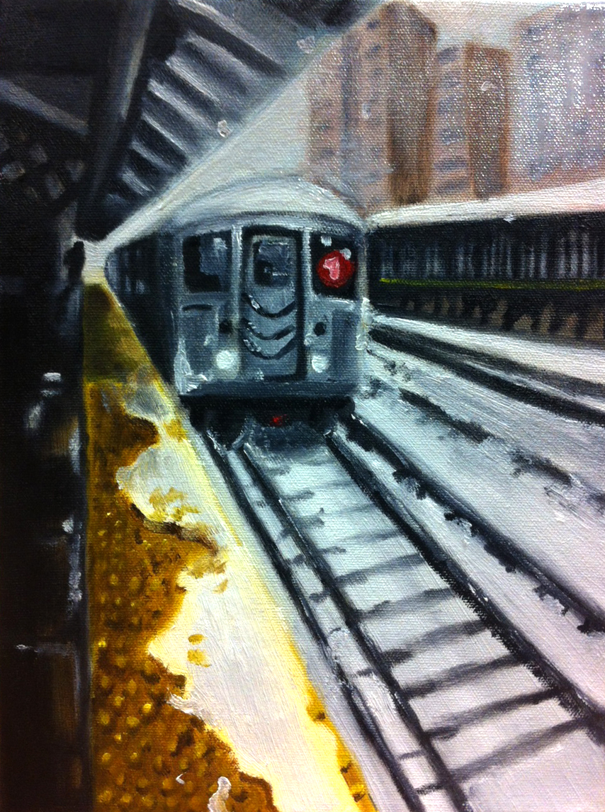 Oil practice: subway train