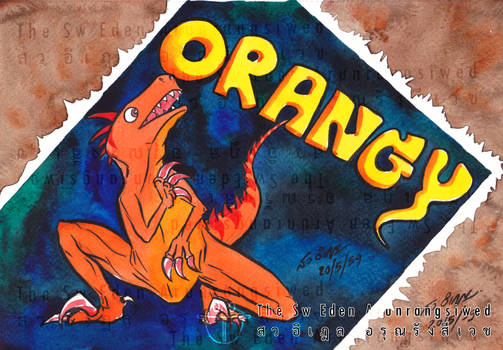 Watercolor Orangy Dinosaur