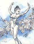 Ballet Girl Dancing Blue Flower